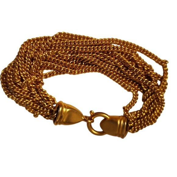 Vintage Carolee Gold Brass Tone Bracelet, Multichain, 7", Equistrian Thick - Picture 1 of 5